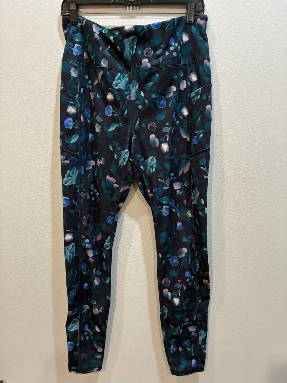 GAIAM Girls' Floral Leggings in Teal, Navy & Pink